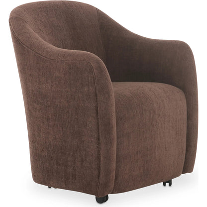 Drava Rolling Dining Chair by Moe's Home Collection. Made from upholstery: 100% polyester, plywood frame, foam, fiber seat, plastic roller in a transitional style.