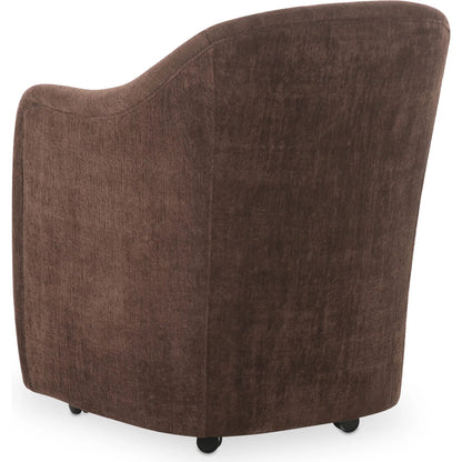 Drava Rolling Dining Chair by Moe's Home Collection. Made from upholstery: 100% polyester, plywood frame, foam, fiber seat, plastic roller in a transitional style.