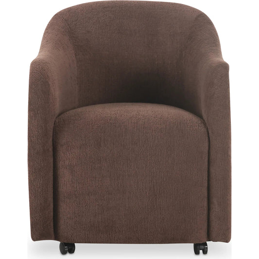 Drava Rolling Dining Chair by Moe's Home Collection. Made from upholstery: 100% polyester, plywood frame, foam, fiber seat, plastic roller in a unique style.
