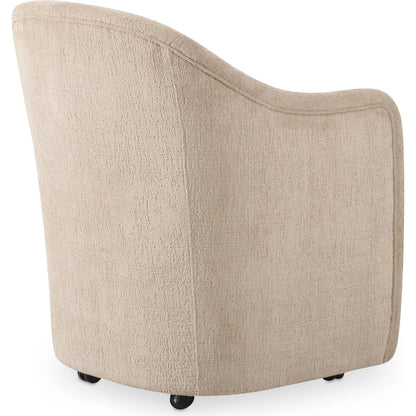 Drava Rolling Dining Chair by Moe's Home Collection. Made from upholstery: 100% polyester, plywood frame, foam, fiber seat, plastic roller in a transitional style.
