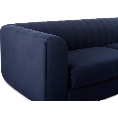 Rosy Sofa by Moe's Home Collection in blue. Made from 100% polyester, plywood frame, foam, fiber seat in a unique style.