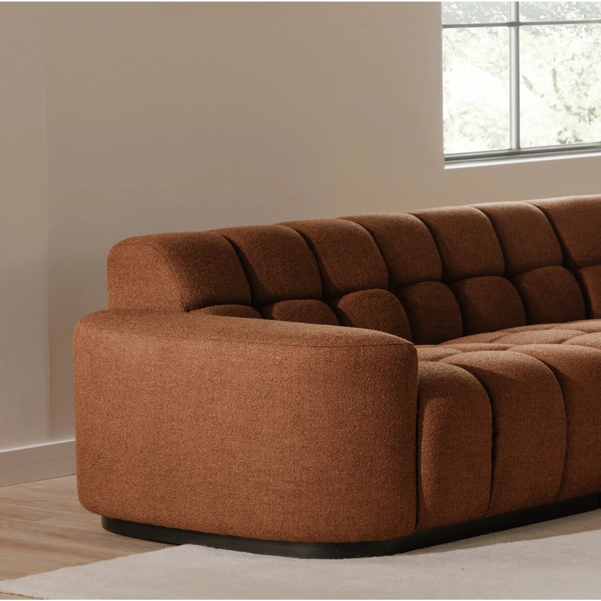Roman L Shaped Sectional by Moe's Home Collection. Made from upholstery: 90% polyester, 10% linen, plywood frame, foam, fiber seat in a transitional style.