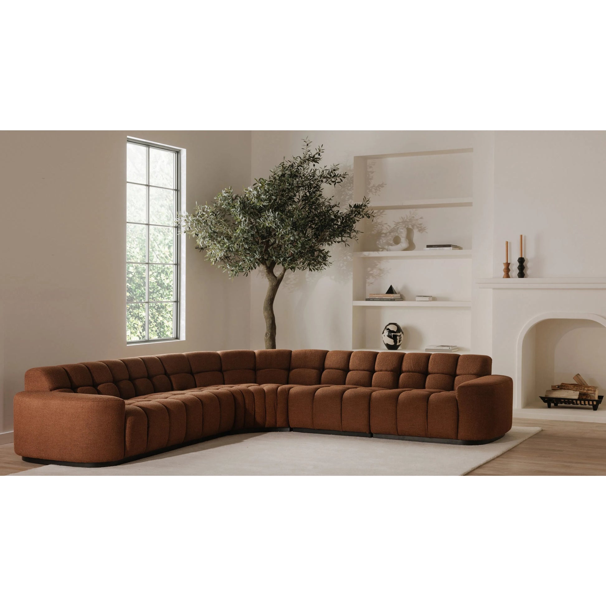 Roman L Shaped Sectional by Moe's Home Collection. Made from upholstery: 90% polyester, 10% linen, plywood frame, foam, fiber seat in a transitional style.