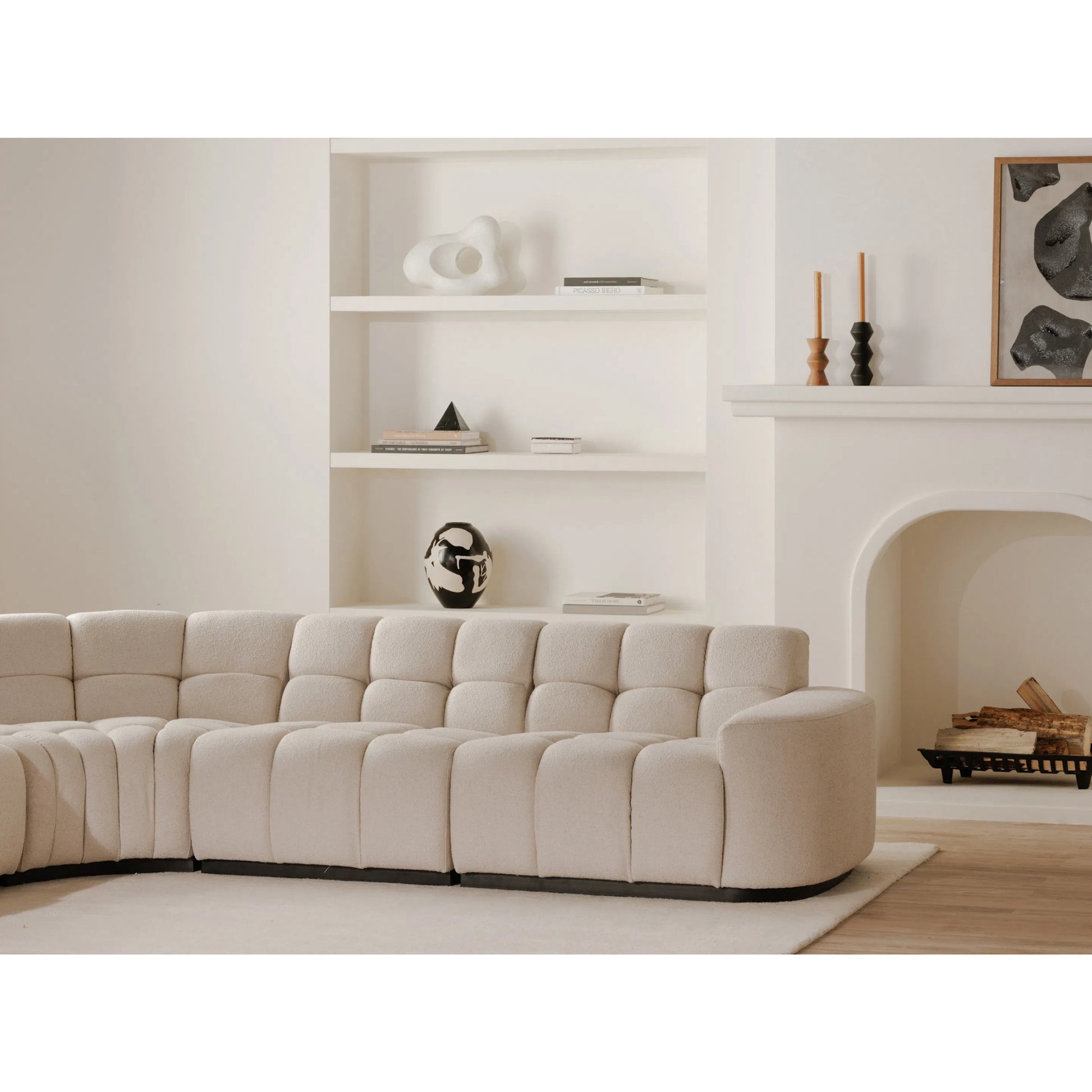 Roman L Shaped Sectional by Moe's Home Collection. Made from upholstery: 90% polyester, 10% linen, plywood frame, foam, fiber seat in a transitional style.