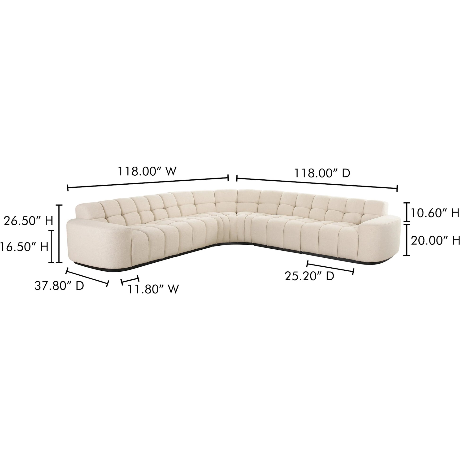 Roman L Shaped Sectional by Moe's Home Collection. Made from upholstery: 90% polyester, 10% linen, plywood frame, foam, fiber seat in a transitional style.
