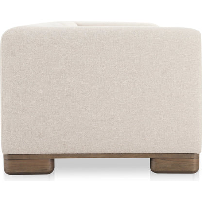 June Modular Sofa by Moe's Home Collection in oatmeal. Made from upholstery: 72% polyester, 28% acrylic, oak veneer base, foam, feather, fiber fill, solid wood, plywood frame in a transitional style.