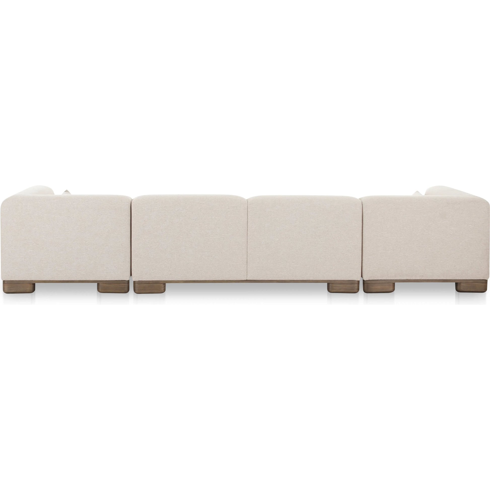 June Modular Sofa by Moe's Home Collection in oatmeal. Made from upholstery: 72% polyester, 28% acrylic, oak veneer base, foam, feather, fiber fill, solid wood, plywood frame in a transitional style.