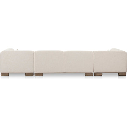 June Modular Sofa by Moe's Home Collection in oatmeal. Made from upholstery: 72% polyester, 28% acrylic, oak veneer base, foam, feather, fiber fill, solid wood, plywood frame in a transitional style.