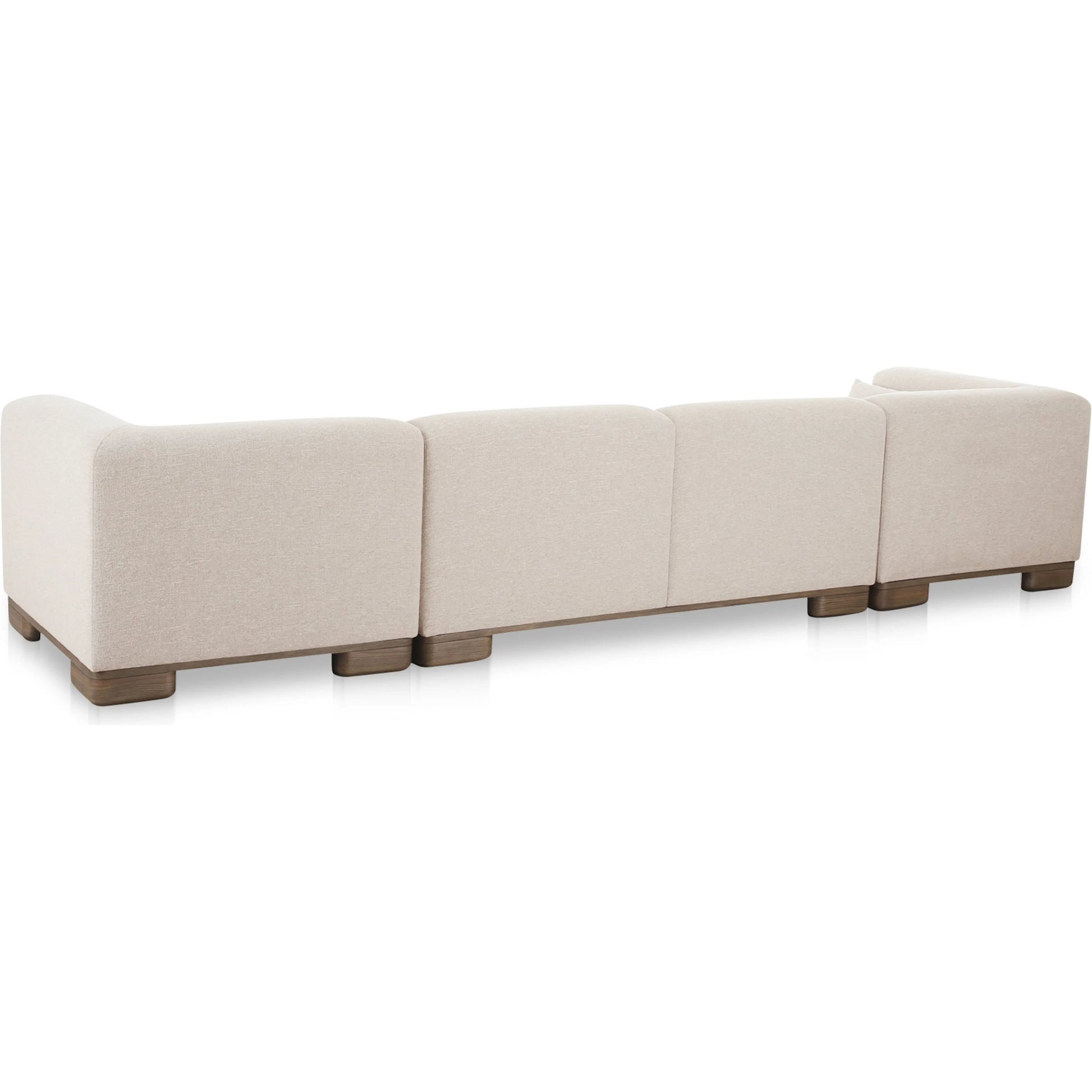 June Modular Sofa by Moe's Home Collection in oatmeal. Made from upholstery: 72% polyester, 28% acrylic, oak veneer base, foam, feather, fiber fill, solid wood, plywood frame in a transitional style.