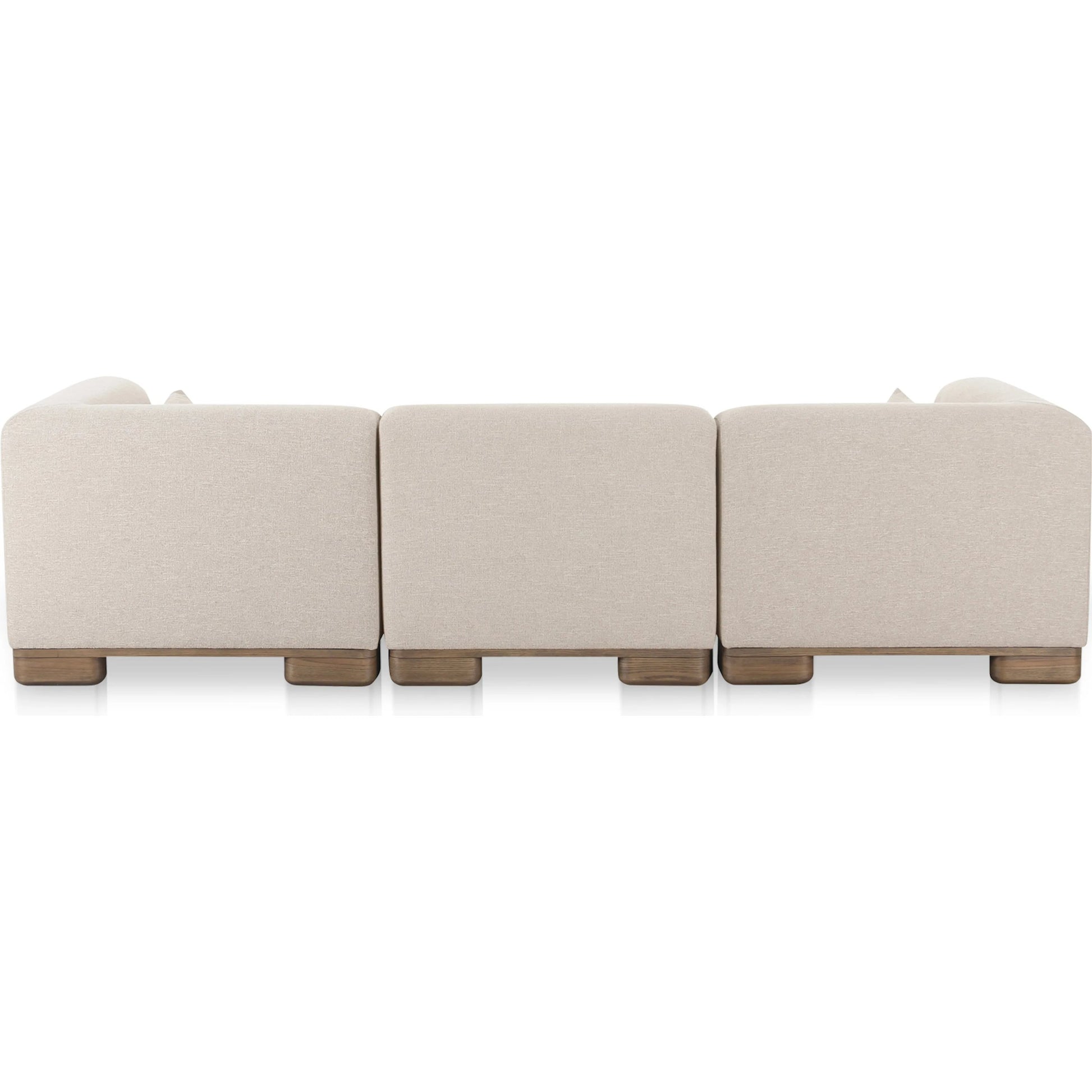 June Lounge Modular Sectional by Moe's Home Collection in oatmeal. Made from upholstery: 72% polyester, 28% acrylic, oak veneer base, foam, feather, fiber fill, solid wood, plywood frame in a transitional style.