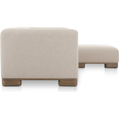 June Lounge Modular Sectional by Moe's Home Collection in oatmeal. Made from upholstery: 72% polyester, 28% acrylic, oak veneer base, foam, feather, fiber fill, solid wood, plywood frame in a transitional style.