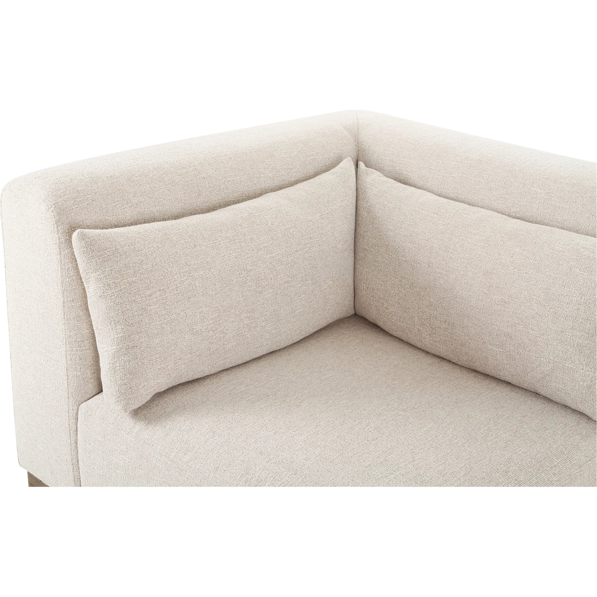 June Dream Modular Sectional by Moe's Home Collection in oatmeal. Made from upholstery: 72% polyester, 28% acrylic, oak veneer base, foam, feather, fiber fill, solid wood, plywood frame in a transitional style.