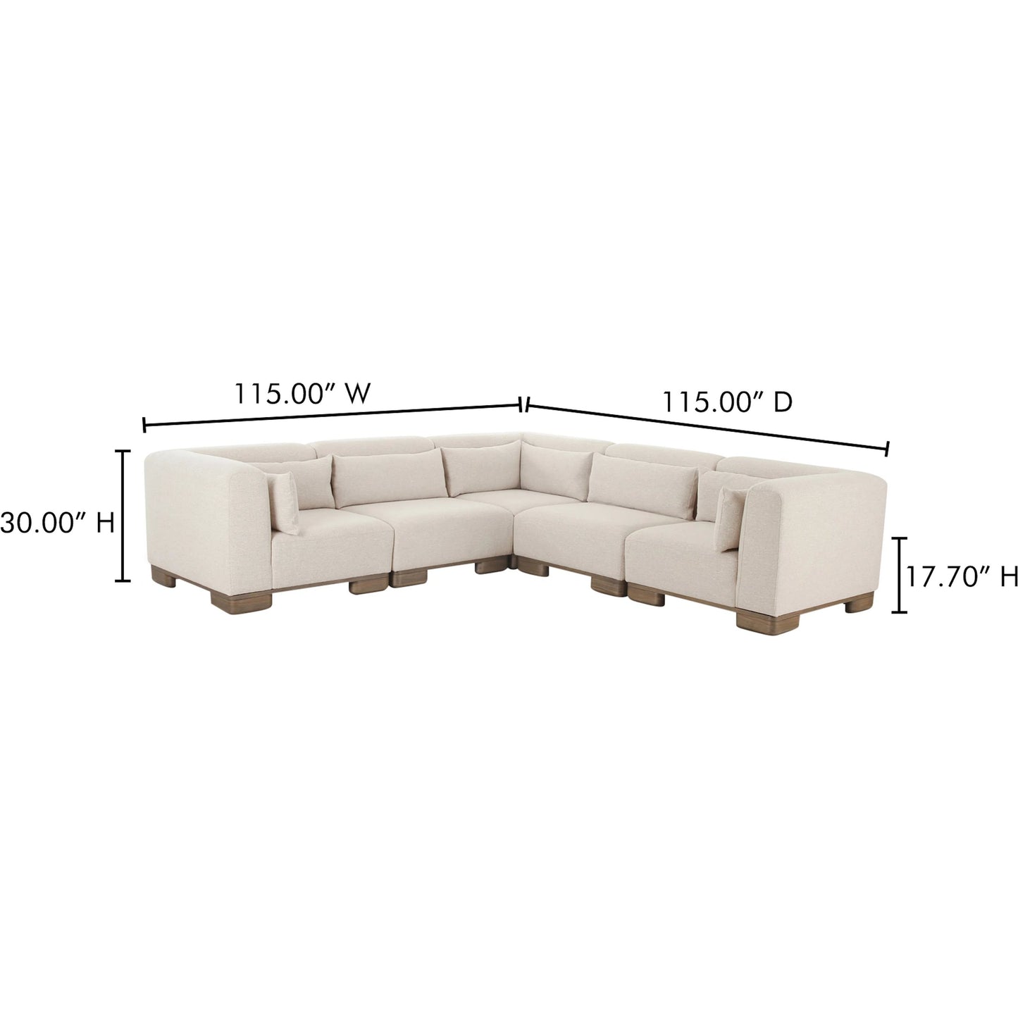 008 SI-2368116 | Additional Silo | June Classic L Shaped Modular Sectional by Moe's Home Collection in oatmeal. Made from upholstery: 72% polyester, 28% acrylic, oak veneer base, foam, feather, fiber fill, solid wood, plywood frame in a transitional style.