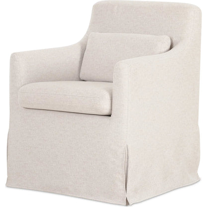 Lydia Slipcover Dining Chair by Moe's Home Collection in beige. Made from upholstery: 100% polyester, foam, plywood, nylon castors in a transitional style.