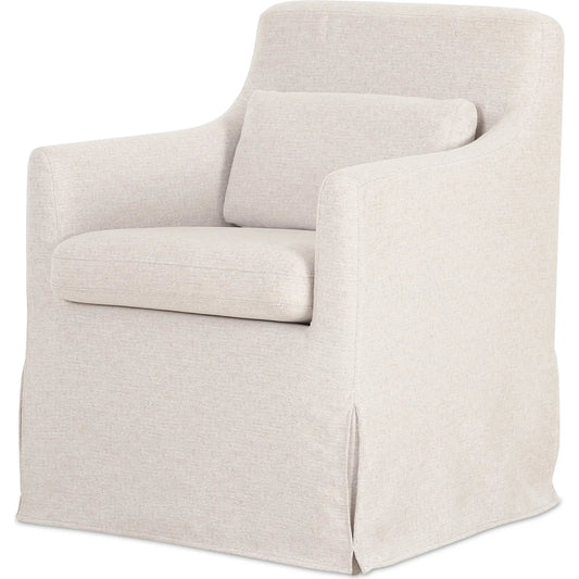 Lydia Slipcover Dining Chair by Moe's Home Collection in beige. Made from upholstery: 100% polyester, foam, plywood, nylon castors in a unique style.