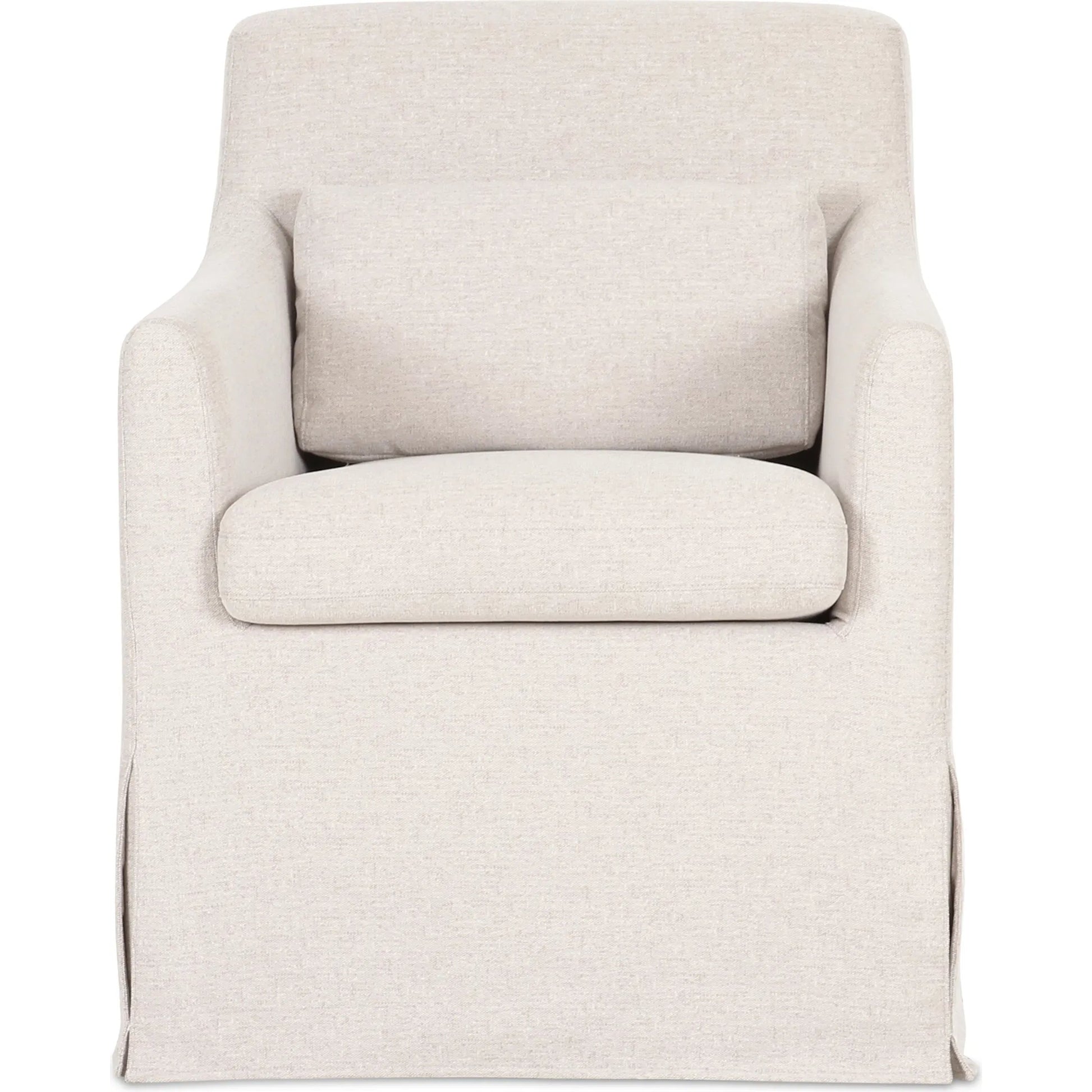 Lydia Slipcover Dining Chair by Moe's Home Collection in beige. Made from upholstery: 100% polyester, foam, plywood, nylon castors in a transitional style.