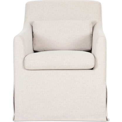 Lydia Slipcover Dining Chair by Moe's Home Collection in beige. Made from upholstery: 100% polyester, foam, plywood, nylon castors in a transitional style.