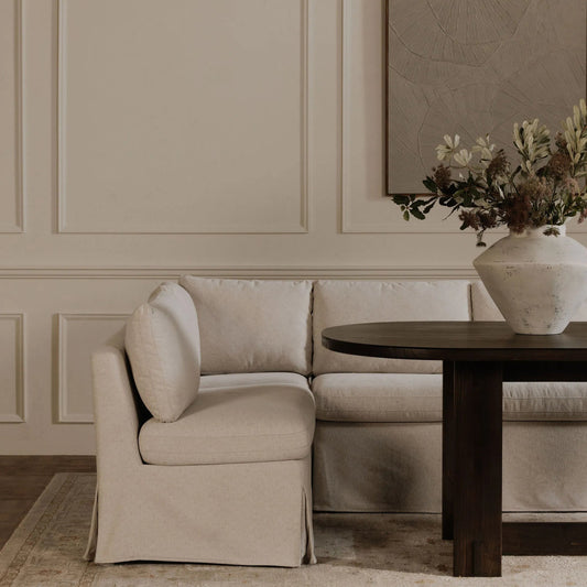 Fable Slipcover Dining Slipper Chair by Moe's Home Collection in beige. Made from upholstery: 100% polyester, foam, plywood in a unique style.