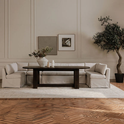 Fable Slipcover Dining Chair and Half by Moe's Home Collection in beige. Made from upholstery: 100% polyester, foam, plywood in a transitional style.