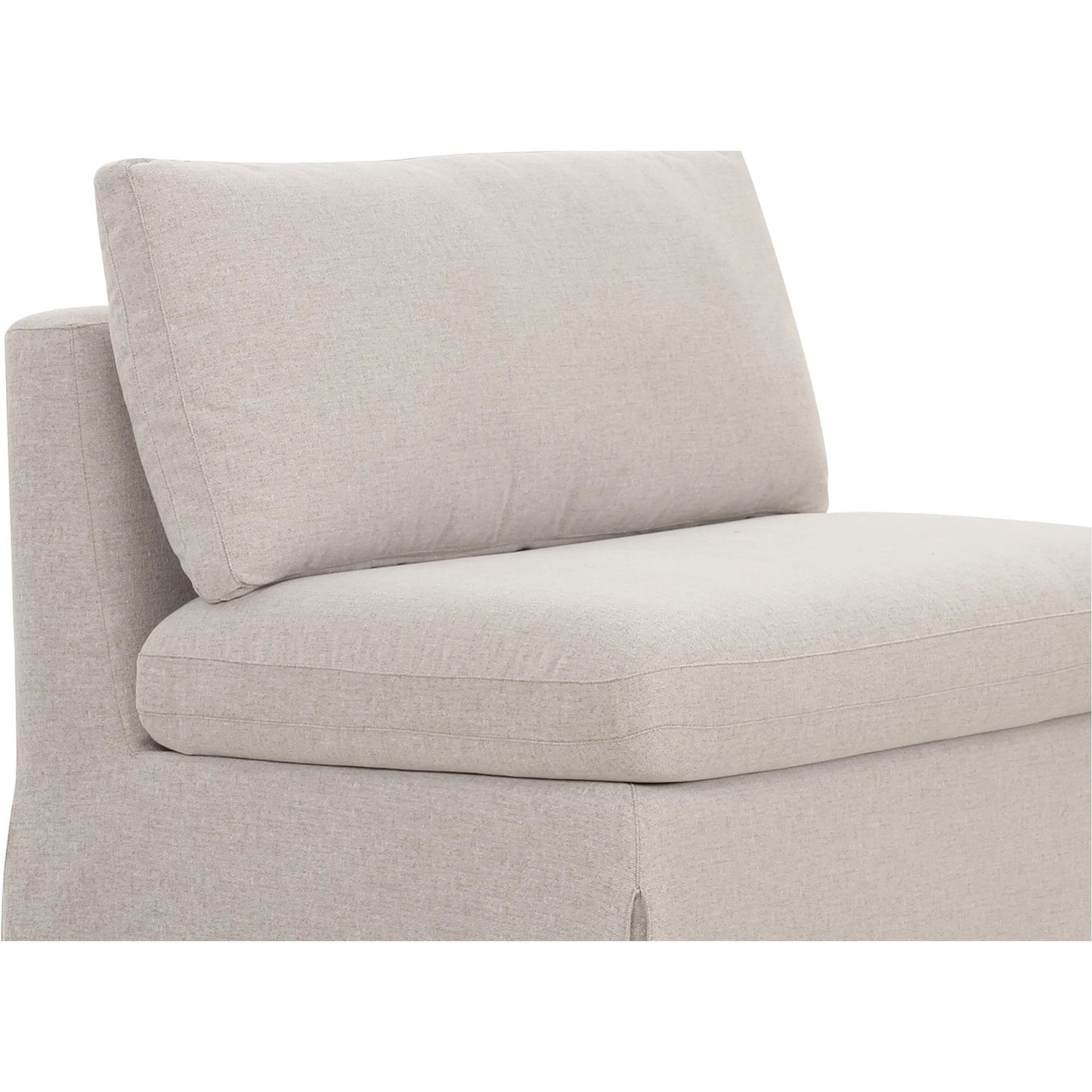 005 SI-2368025 | Closeup | Fable Slipcover Dining Chair and Half by Moe's Home Collection in beige. Made from upholstery: 100% polyester, foam, plywood in a transitional style.