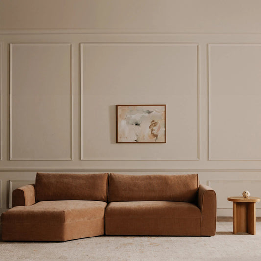 Madrid Sectional by Moe's Home Collection in pink. Made from upholstery: 100% polyester, plywood frame, foam, fiber seat, 40% feather, 60% fiber back cushion in a transitional style.