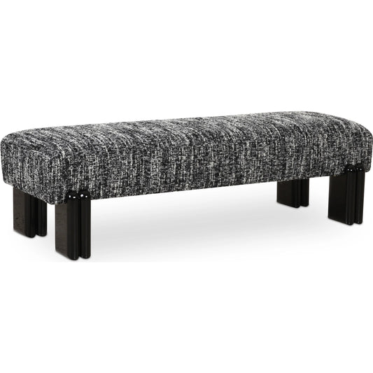 Priya Bench by Moe's Home Collection. Made from upholstery: 90% polyester, 10% acrylic, plywood frame, foam seat, high gloss finish iron leg in a unique style.