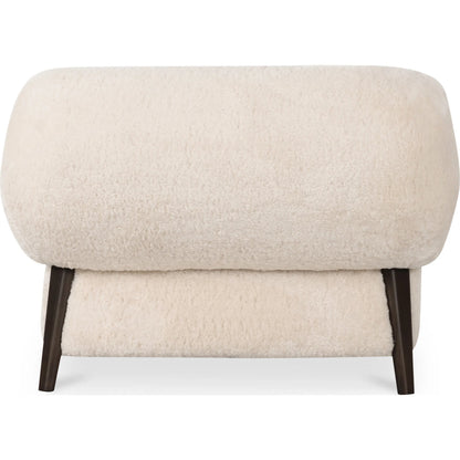 Devlin Lounge Chair by Moe's Home Collection in cream faux fur. Made from upholstery: 100% polyester, ash wood leg, foam, fiber seat, plywood frame in a transitional style.