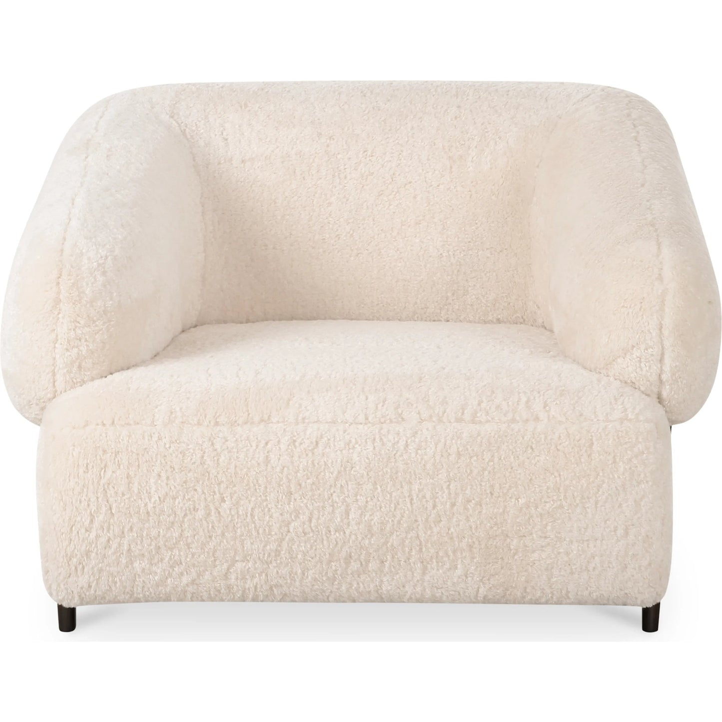 000 SI-2367969 | Additional Silo | Devlin Lounge Chair by Moe's Home Collection in cream faux fur. Made from upholstery: 100% polyester, ash wood leg, foam, fiber seat, plywood frame in a transitional style.