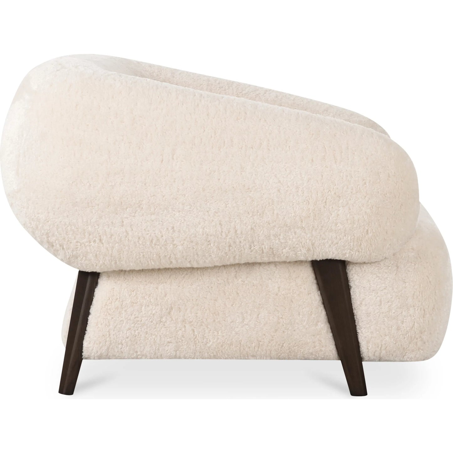 003 SI-2367969 | Additional Silo | Devlin Lounge Chair by Moe's Home Collection in cream faux fur. Made from upholstery: 100% polyester, ash wood leg, foam, fiber seat, plywood frame in a transitional style.