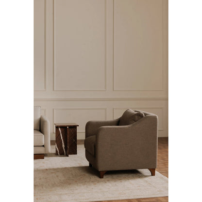 Hewitt Accent Chair Stripe by Moe's Home Collection in beige stripe. Made from upholstery: 100% polyester, birch wood leg, foam, fiber seat, plywood frame in a transitional style.