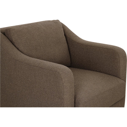 Hewitt Accent Chair Stripe by Moe's Home Collection in beige stripe. Made from upholstery: 100% polyester, birch wood leg, foam, fiber seat, plywood frame in a transitional style.