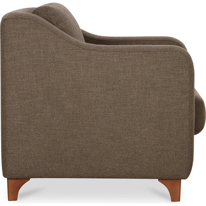 Hewitt Accent Chair Stripe by Moe's Home Collection in beige stripe. Made from upholstery: 100% polyester, birch wood leg, foam, fiber seat, plywood frame in a transitional style.