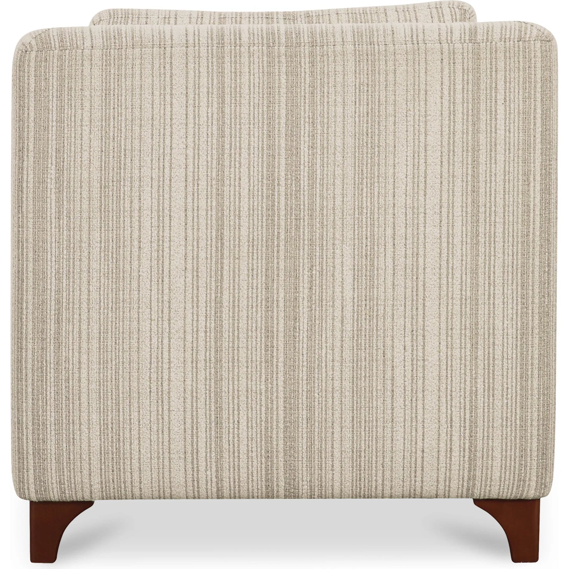 Hewitt Accent Chair Stripe by Moe's Home Collection in beige stripe. Made from upholstery: 100% polyester, birch wood leg, foam, fiber seat, plywood frame in a transitional style.