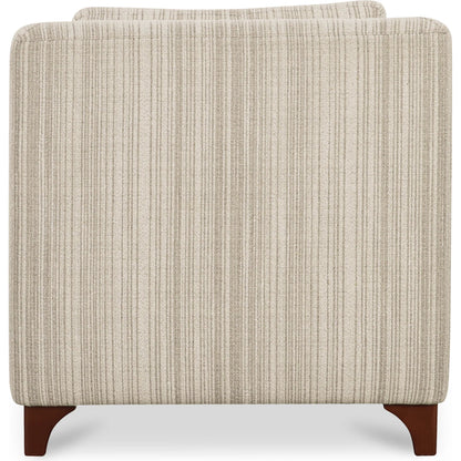 Hewitt Accent Chair Stripe by Moe's Home Collection in beige stripe. Made from upholstery: 100% polyester, birch wood leg, foam, fiber seat, plywood frame in a transitional style.