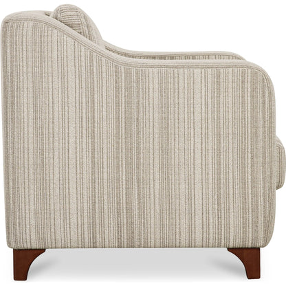 Hewitt Accent Chair Stripe by Moe's Home Collection in beige stripe. Made from upholstery: 100% polyester, birch wood leg, foam, fiber seat, plywood frame in a transitional style.