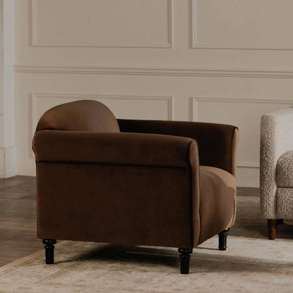 Harmony Accent Chair by Moe's Home Collection. Made from upholstery: 100% polyester, birch wood leg, foam, fiber seat, plywood frame in a traditional style.