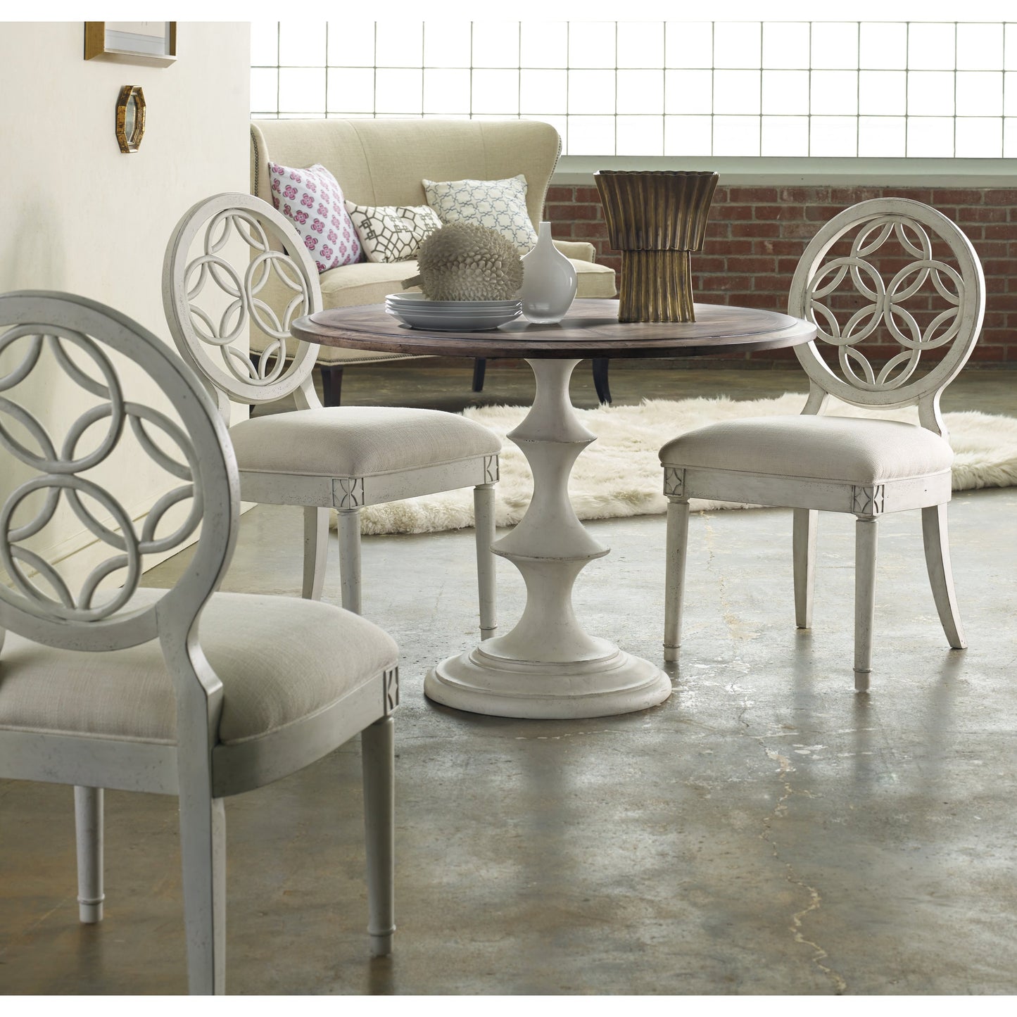003 SI-1748495 | Lifestyle | Brynlee Table by Hooker Furniture in walnut, white. Made from walnut veneers, resin in a cottage & farmhouse style.