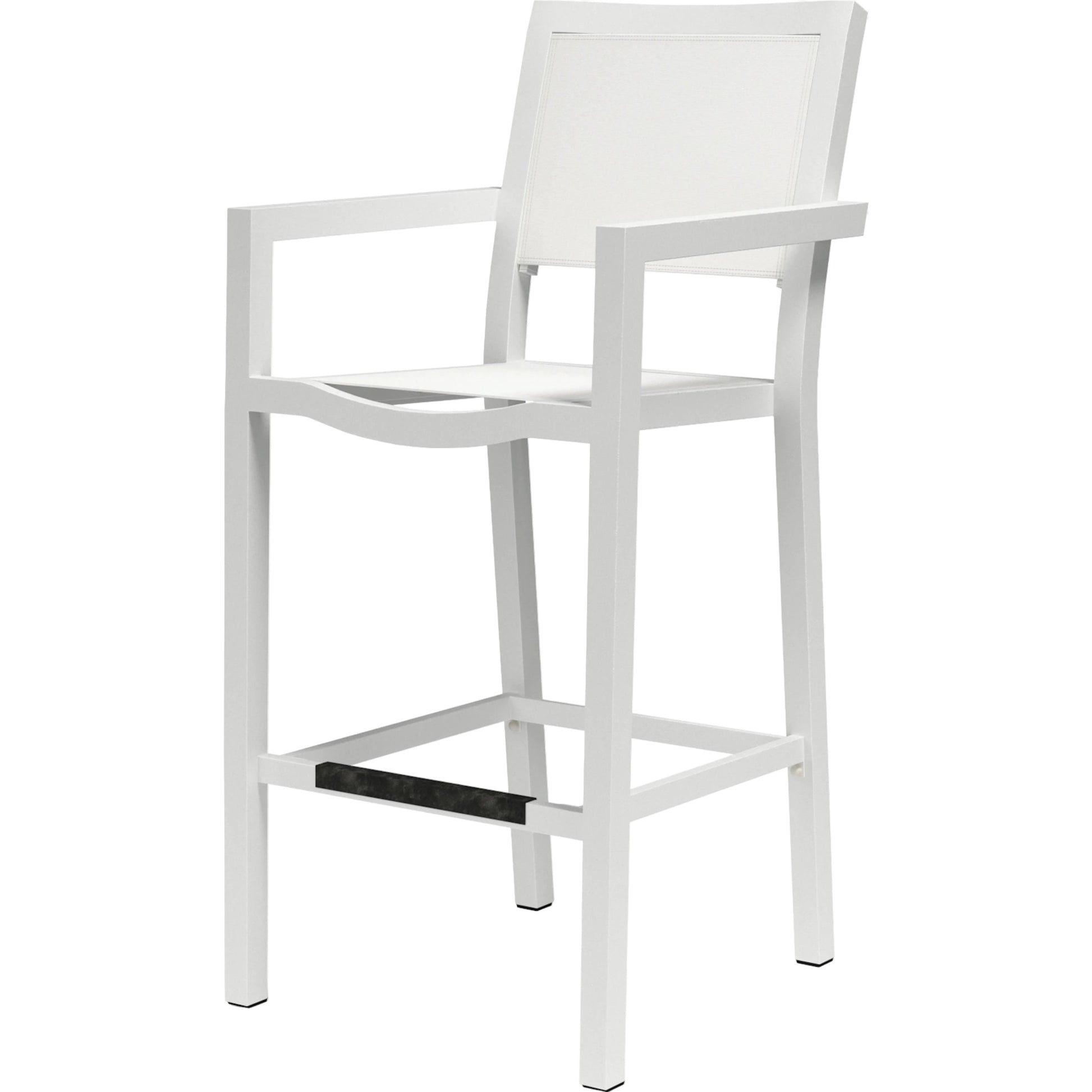 Naples Outdoor Sling Barstool by Sunset West in white. Made from aluminum in a modern style.