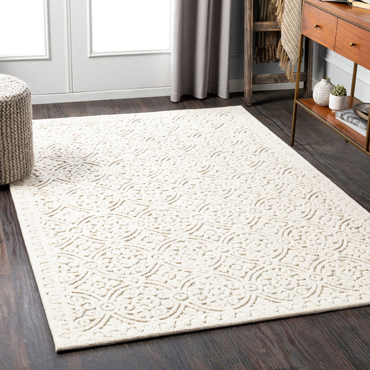 Oakland Rug - 26214 by Surya in cream, light beige, light slate. Made from 100% wool in a unique style.