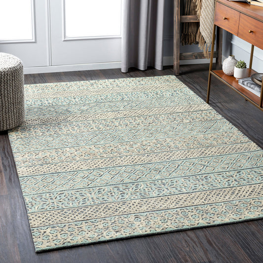 Oakland Rug - 26243 by Surya in beige, taupe, charcoal, sage. Made from 100% wool in a unique style.