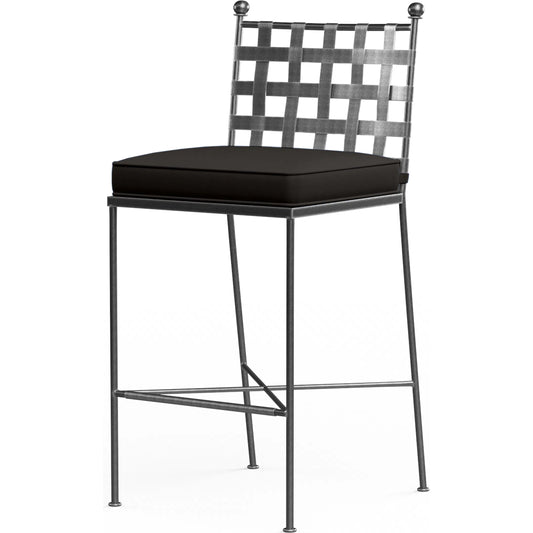 Provence Outdoor Barstool by Sunset West. Made from wrought iron in a modern style.