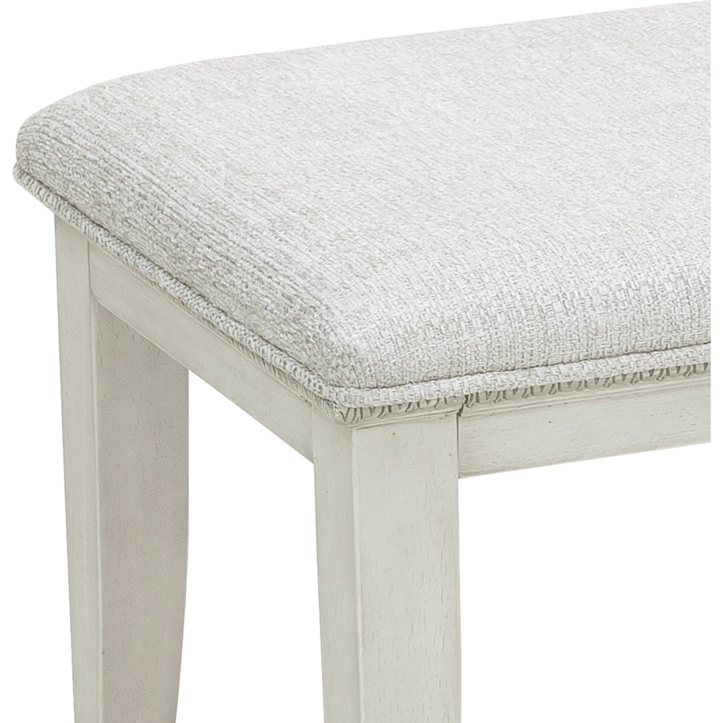 003 SI-2155468 | Closeup | Camila Vanity Stool by Pulaski Furniture in semi-transparent creamy white. Made from ash veneers in a modern style.