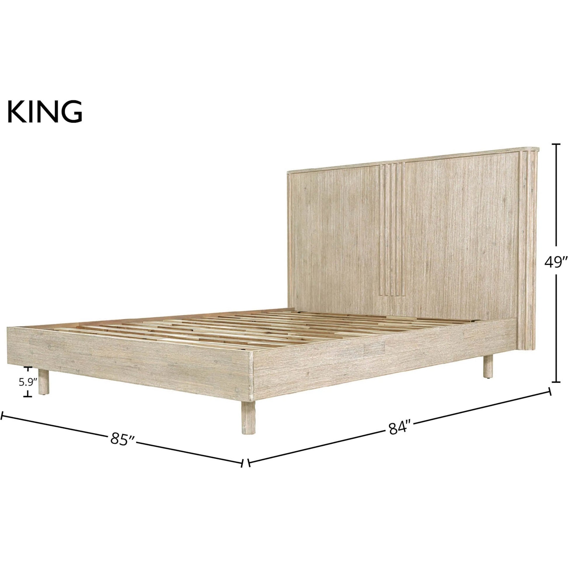 Oasis Bed by LH Imports in beige and natural white washed. Made from solid acacia wood in a transitional style.