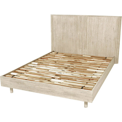 Oasis Bed by LH Imports in beige and natural white washed. Made from solid acacia wood in a transitional style.