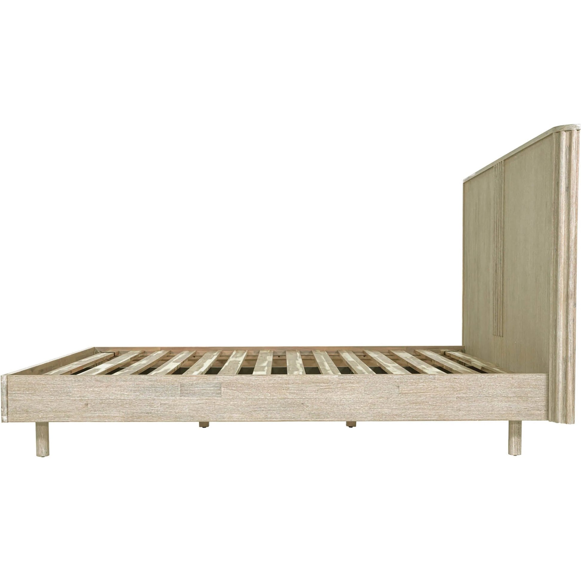 Oasis Bed by LH Imports in beige and natural white washed. Made from solid acacia wood in a transitional style.