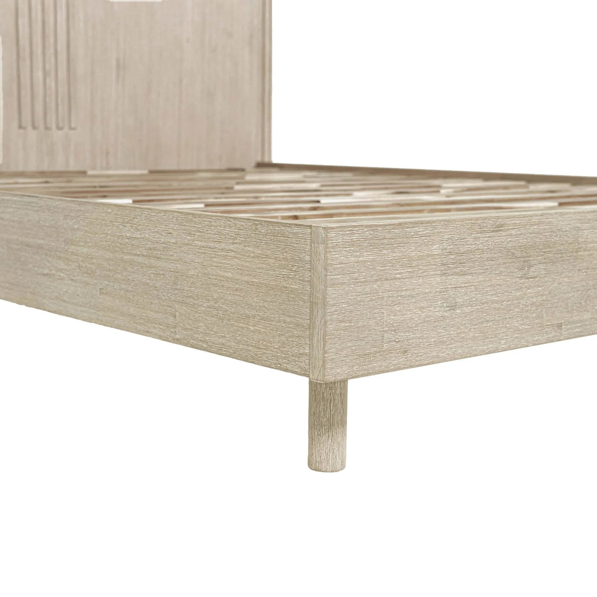 Oasis Bed by LH Imports in beige and natural white washed. Made from solid acacia wood in a transitional style.