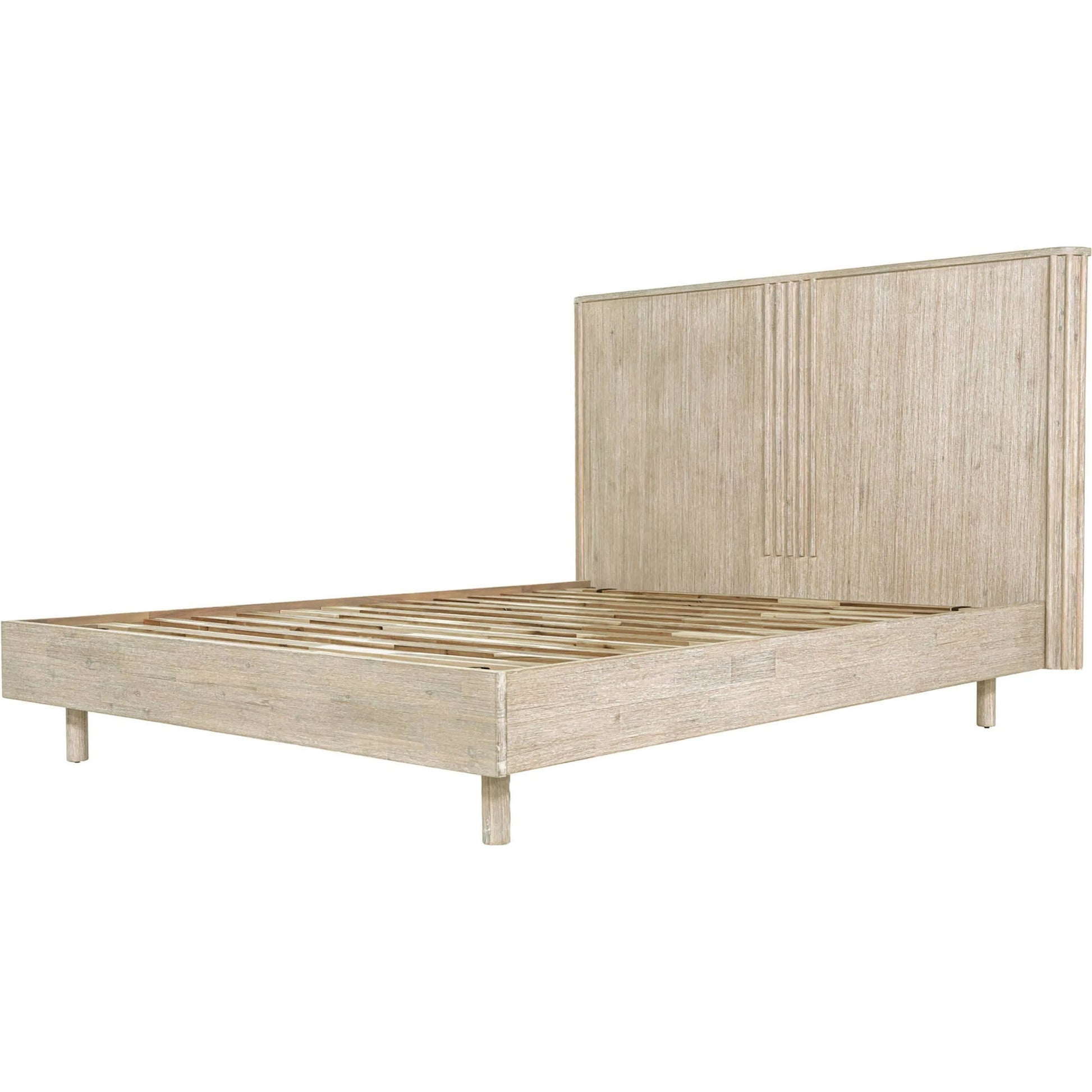 Oasis Bed by LH Imports in beige and natural white washed. Made from solid acacia wood in a transitional style.