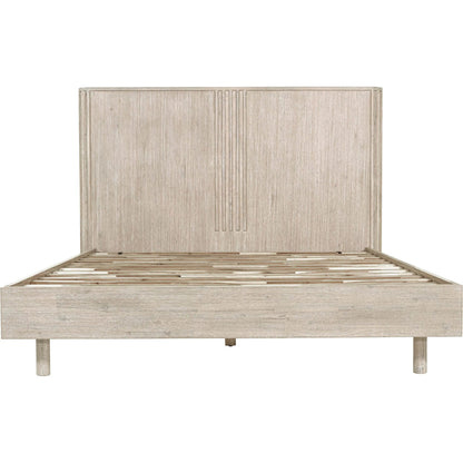 Oasis Bed by LH Imports in beige and natural white washed. Made from solid acacia wood in a transitional style.