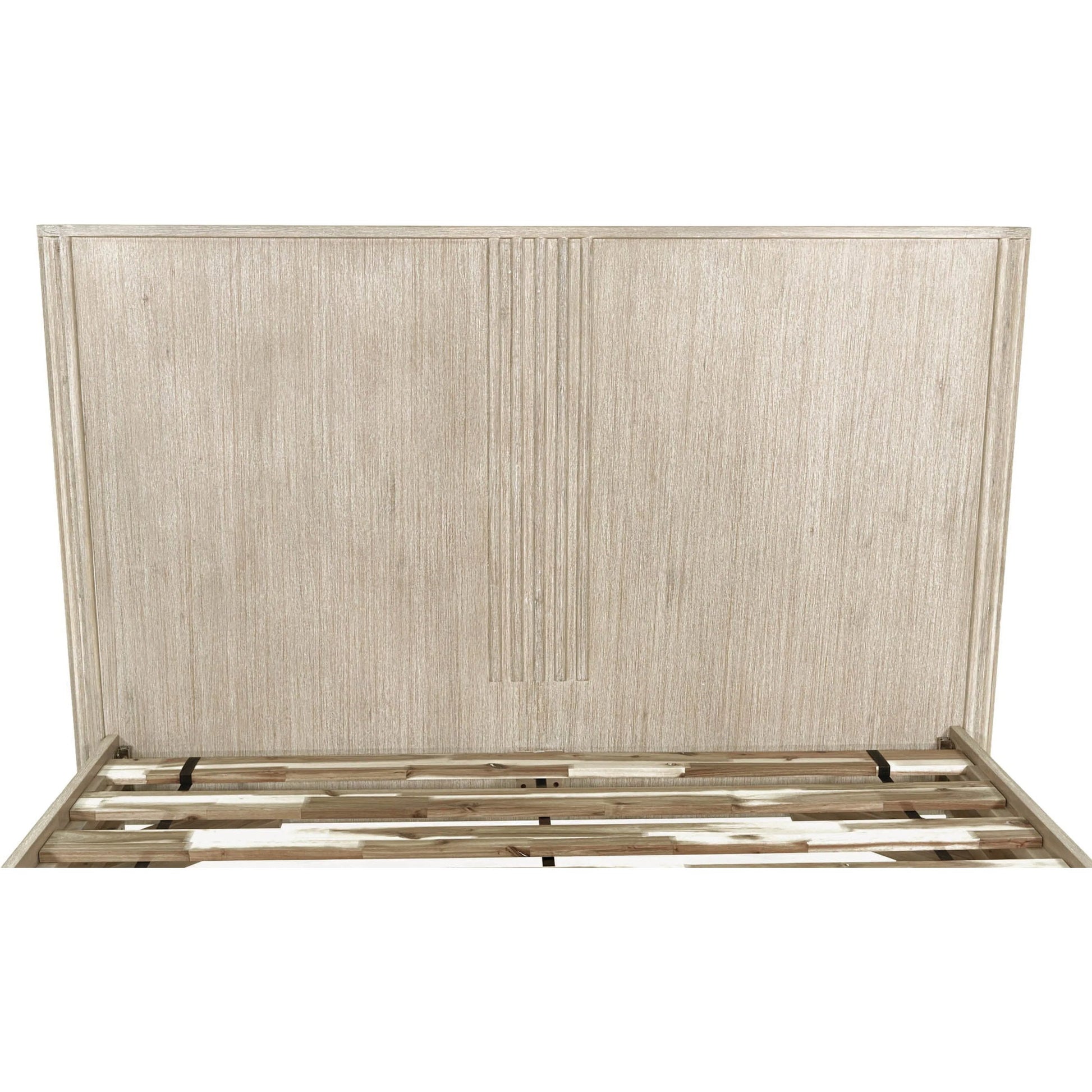 Oasis Bed by LH Imports in beige and natural white washed. Made from solid acacia wood in a transitional style.