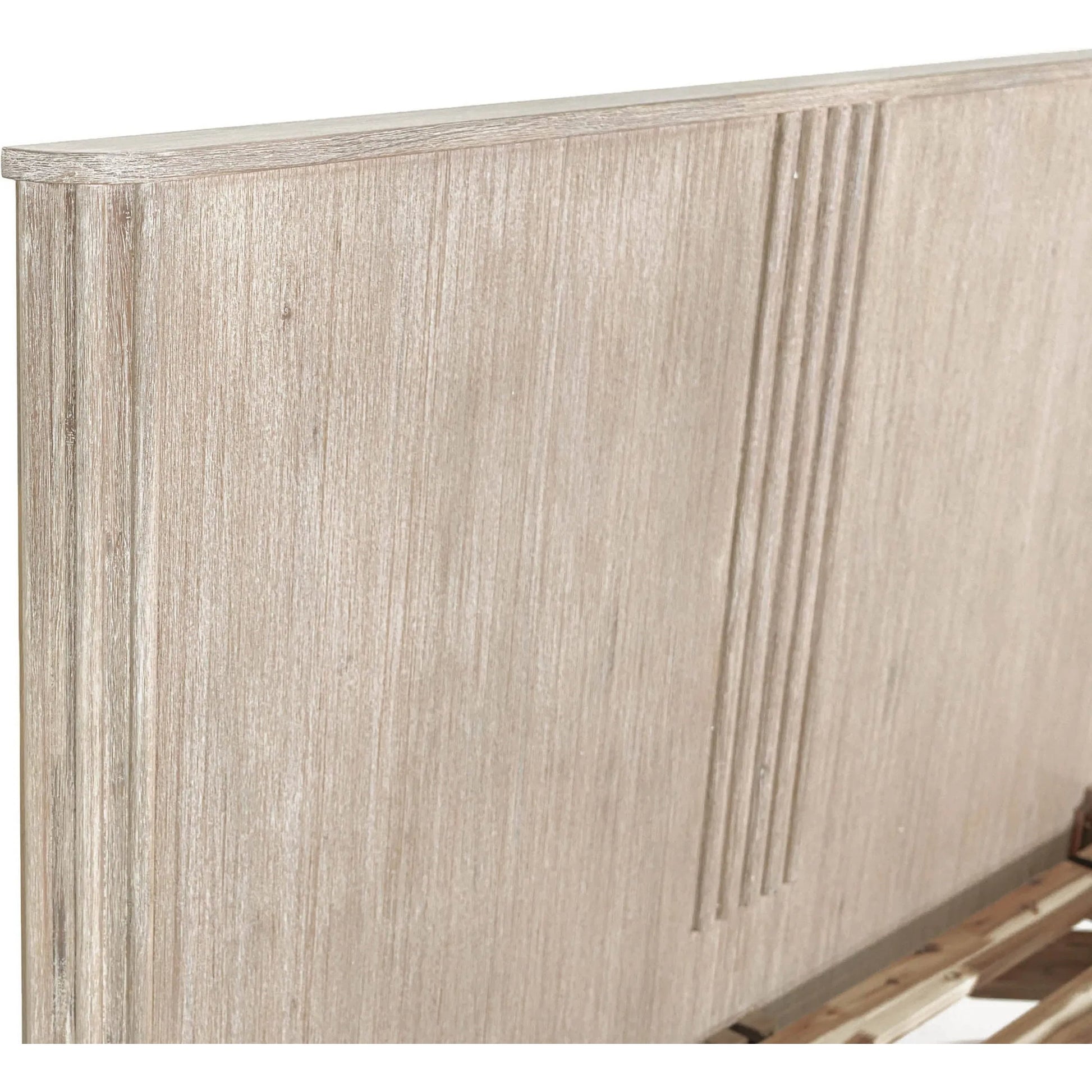 Oasis Bed by LH Imports in beige and natural white washed. Made from solid acacia wood in a transitional style.